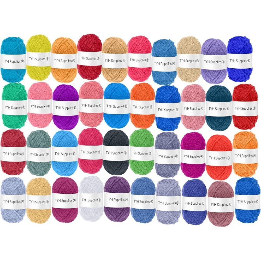 40 Mini Acrylic Yarn Skeins | 880 Yard Soft Yarn Medium Weight for Knitting, Cro